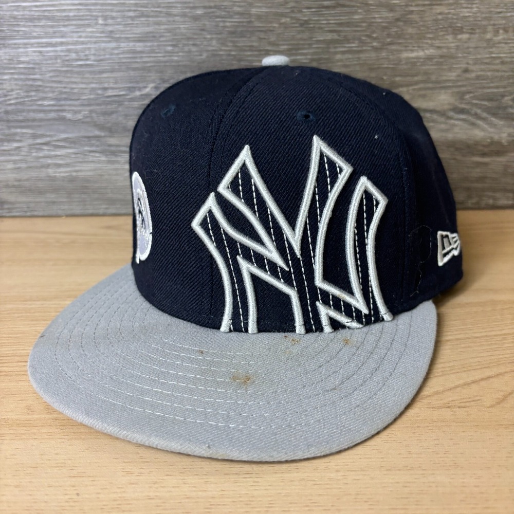 New York Yankees Hat Cap Fitted 7 3/8 Blue Gray MLB Baseball New‎ Era